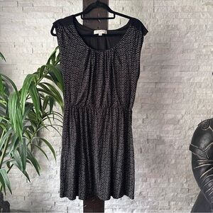 LOFT Black Cream Tribal Boho Jersey Cap Sleeve Dress Size M